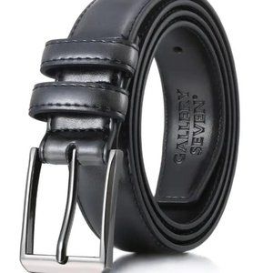 Dual Hoop Leather Belt - Black